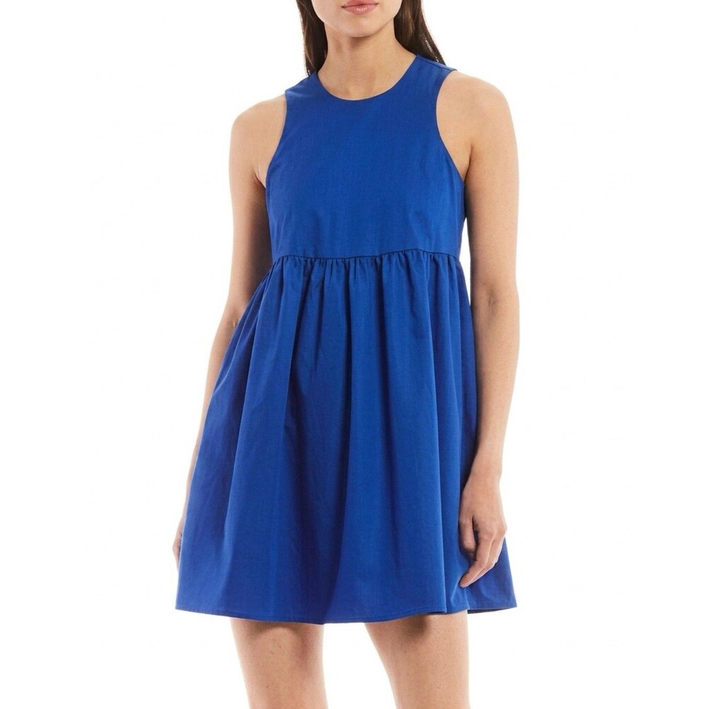 Gianni Bini Babydoll Satin Sleeveless Mini Dress Blue - Size Medium